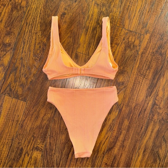 NWOT Aerie Orange Ribbed High Waisted Bikini XS - Picture 6 of 6